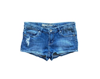 Y2K Denim Shorts Low Waisted Blue Jean Short 00s Jean Shorts
