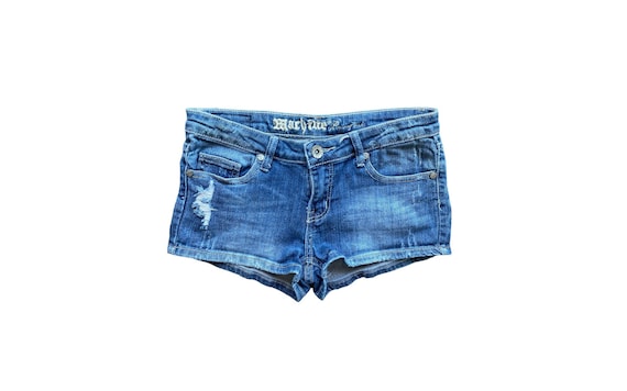 Y2K Denim Shorts Low Waisted Blue Jean Short 00s Mini Party Grunge