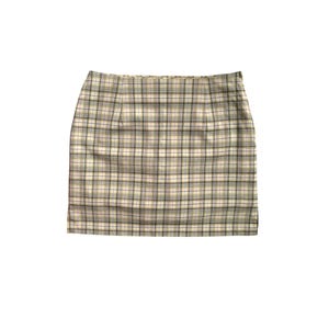 Checked Mini Skort 90s BROWN Green Plaid Skirt High Waisted Mini Skirt Retro Vintage 1990s vintage skirt Size Medium/M