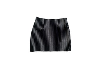 90s Black Mini Skirt 90s Pinstripe Mini Party Grunge Skirt 1990s Vintage High Waisted Black A Line Mod Mini Cocktail Hipster Black White - M