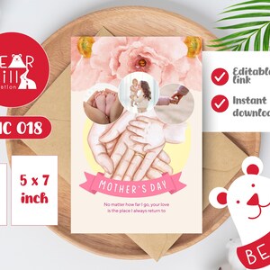 Mother & Child Mother’s Day Card | Editable Canva Template | Instant Download | BHC018