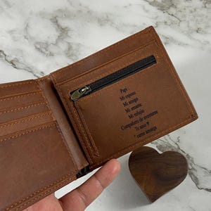 Personalized Leather Wallet for Him,Custom Message Wallet Gift for Husband,Boyfriend,Dad,Anniversary or Valentine’s Day Gift with Love Note