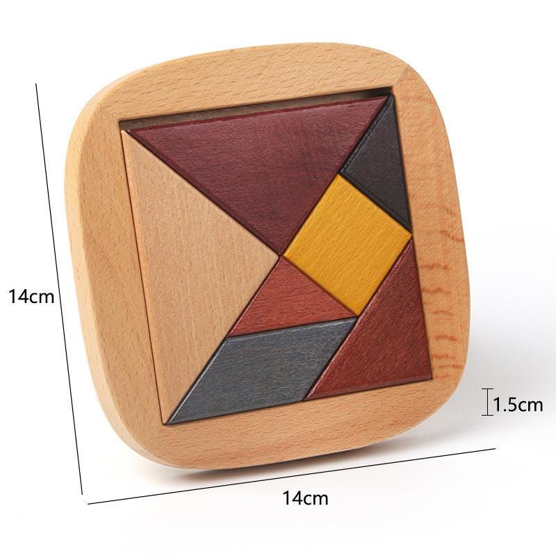 Wooden Tangram Puzzle Game – Classic Brain Teaser Geometry Toy for Kids ...