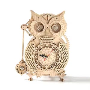 3D Wooden Owl Clock Puzzle: DIY Mechanical Model Kit, STEM Gift