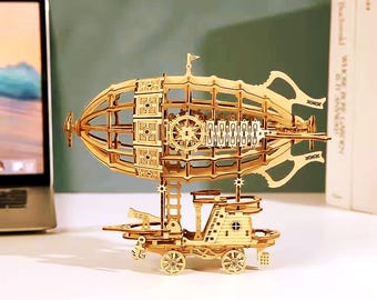 3D Holzpuzzle Erwachsene Kinder, DIY Steampunk-Modus, Luftschiff Model Kit Dekor, Denksportspiel Geschenkidee, Sci-Fi Geschenk, Laser Cut 160 Teile