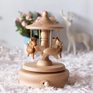 Personalised Wooden Musical Carousel | Baby Keepsake Gift | Nursery Decor Australia | Handcrafted Baby Gift | Christening Present