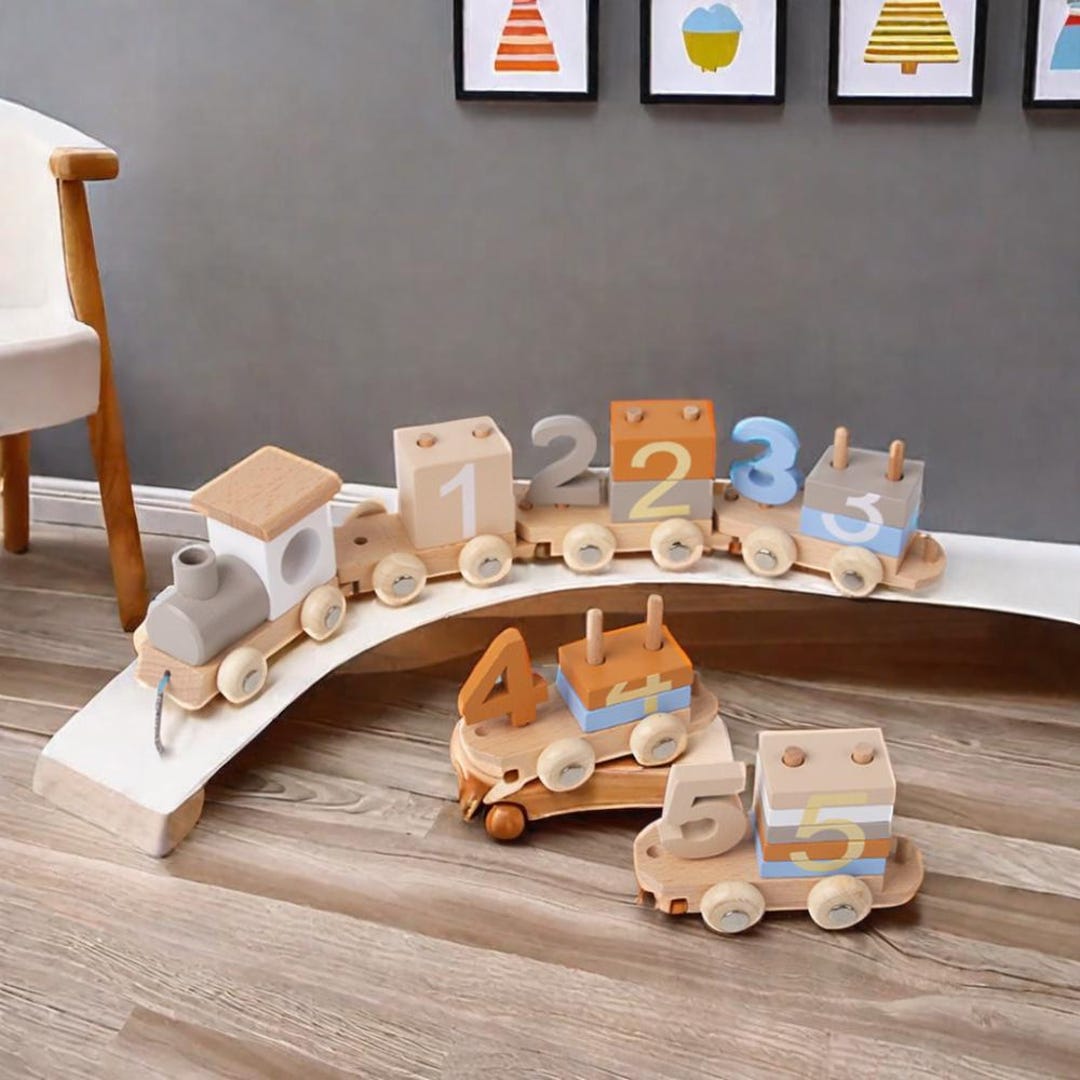 Montessori Inspired Wooden Number Train Toy, STEM Learning, Educational ...