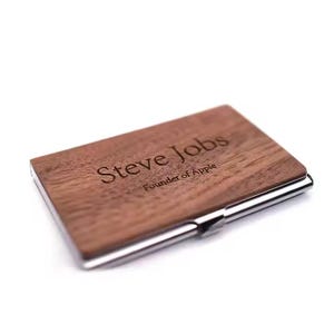 Personalised Wooden Card Holder – Custom Desk Organiser for Business Cards | Handmade Gift for Men, Office Decor, Name Engraved