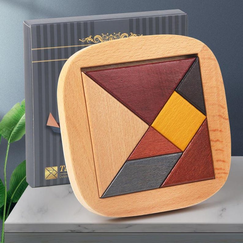 Wooden Tangram Puzzle Game – Classic Brain Teaser Geometry Toy for Kids ...