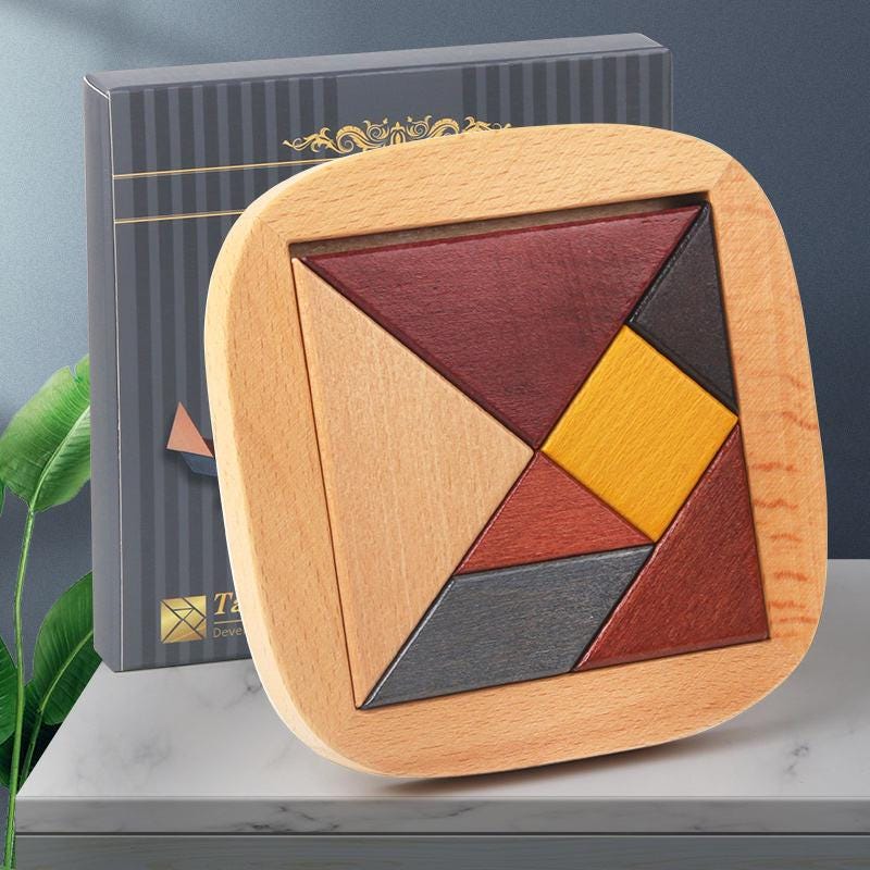 Wooden Tangram Puzzle Game – Classic Brain Teaser Geometry Toy for Kids ...