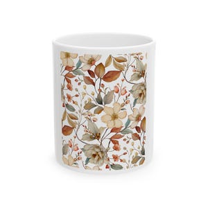 Floral Ceramic Coffee Mug: Elegant Decorative Drinkware
