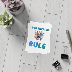 Cartões postais "Os Hippies Regem" | Pacote de Cartões Postais Hippie | Saudações Vintage | Papelaria Boho | Bilhetes de Amizade | Presentes Ecológicos