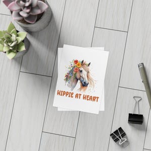 Hippie Themed Postcard Bundle | Flower Horse Postcards | Artistic Greeting Cards | Unique Stationery Gift | Eco-friendly Envelopes Included