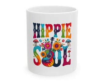 Hippie Soul Ceramic Mug: Colorful Boho Coffee Cup
