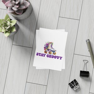 Stay Groovy Roller Skating Theme Postcard | Postcard Bundle | Fun Stationery Set | Personalized Greetings | Friendship Notes | Vintage Vibe