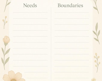 Boundaries & Needs- Worksheet | Printable Self-Awareness Tool for Healthy Relationships
