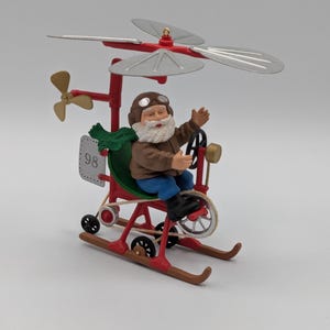 Hallmark Keepsake Santa&#39;s Flying Machine 1998, Handcrafted Ornament, Tin, NEW