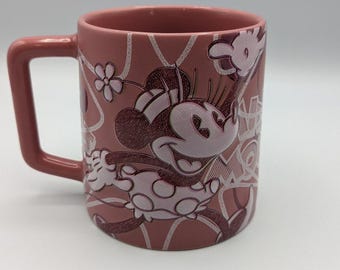 Rare Disney Store Dusty Pink Minnie Mouse 3D Pop Art Mug