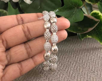 Silver Kada Pair, Indian Bangle Silver, Indian bangle set, South Indian Kade, Indian Kada Bracelet, Daily wear silver bangle, Regular wear