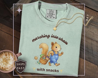 Funny Squirrel Shirt, Whimsical Animal Tee, Cottagecore Graphic T-Shirt, Unhinged Meme Comfort Colors Shirt, Cute Aesthetic Gift