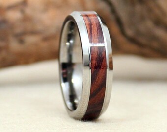 Wooden Ring - Tungsten Carbide Ring with Kingwood Rosewood