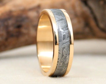 Gibeon Meteorite and Yellow Gold Ring