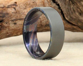 Damascus Titanium Mokume-Ti Ring