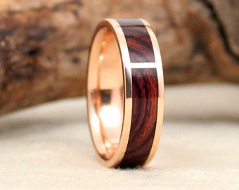 Rose Gold Kingwood Rosewood and Wood Ring