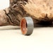 Damascus Steel and Wood Ring - Bourbon Barrel White Oak Stave Wood Ring Damascus Steel Ring