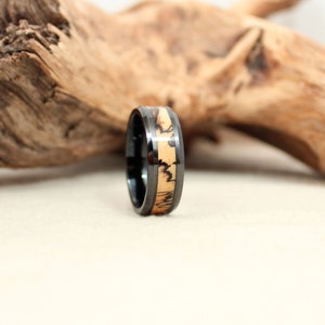 Black Ceramic Ring with Spalted Tamarind image 4