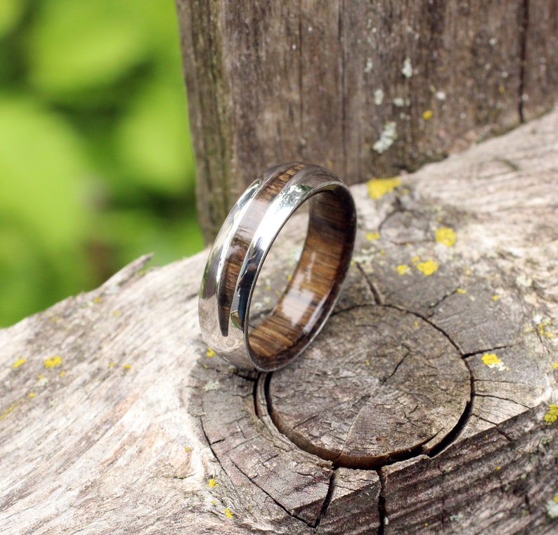 Ancient Bog Oak and Cobalt Wood Crosscut Ring image 4