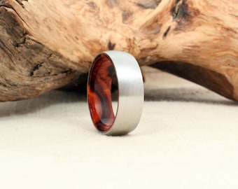 Wooden Ring Lined with Arizona Desert Ironwood Burl and Cobalt