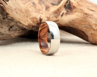 Wooden Ring Lined with Bethlehem Olivewood and Cobalt