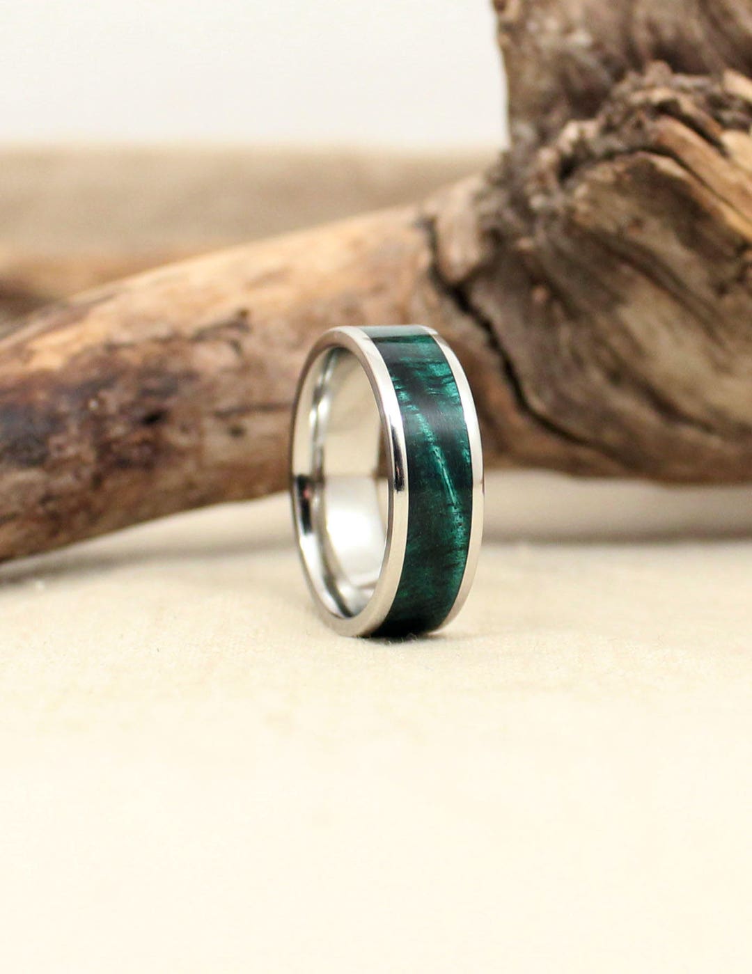 Hawaiian Koa Ring Green Lined With Cobalt Ring - Etsy