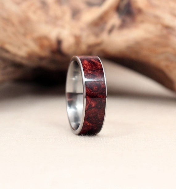 Honduras Rosewood Burl Wood Ring Lined With Titanium - Etsy