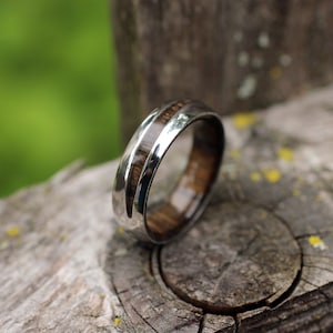 Ancient Bog Oak and Cobalt Wood Crosscut Ring image 3