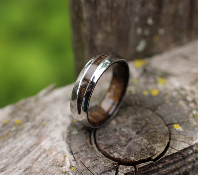 Ancient Bog Oak and Cobalt Wood Crosscut Ring image 3