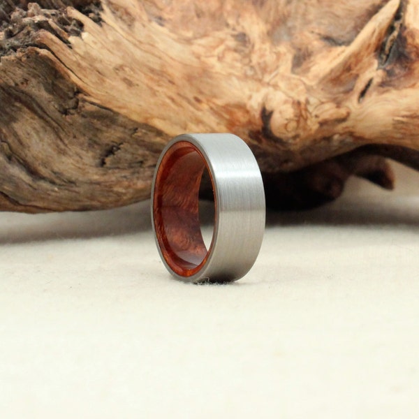 Size 8.75 - Titanium Lined with Arizona Desert Ironwood Burl Wooden Ring Titanium Ring