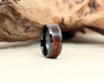 Black Ceramic Ring with Exhibition Arizona Desert Ironwood Burl