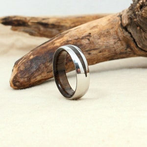 Ancient Bog Oak and Cobalt Wood Crosscut Ring image 2