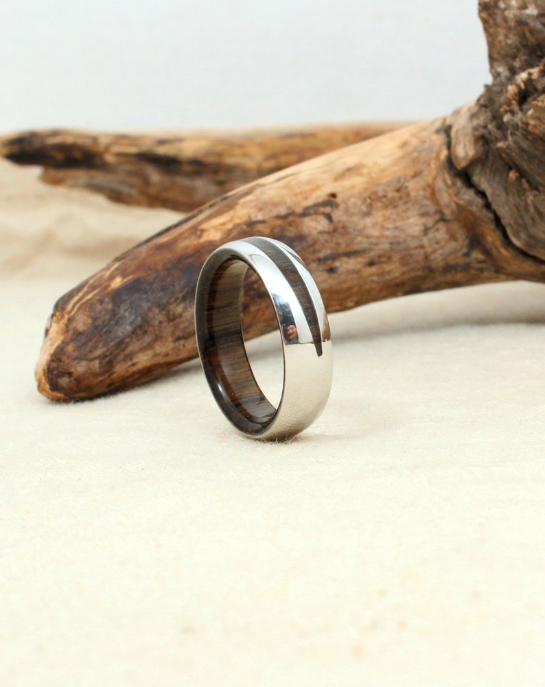 Ancient Bog Oak and Cobalt Wood Crosscut Ring image 2