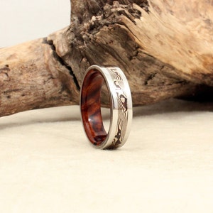 Cobalt Mokume-gane Arizona Desert Ironwood Burl Wooden Ring image 3