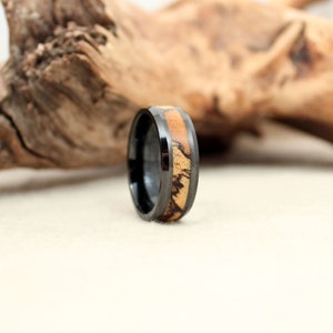 Black Ceramic Ring with Spalted Tamarind image 3