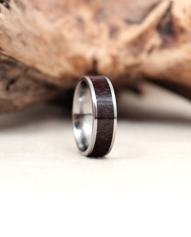 Jamaican Blue Mahoe Wood Ring Lined With Titanium Etsy