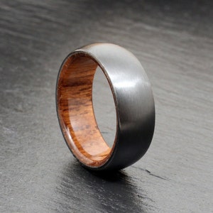 Black Ceramic Exterior Ring with USS North Carolina Deck Teak