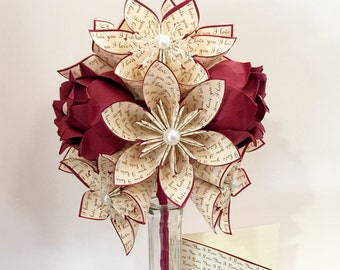 Personalizar su amor docena con rosas rojas- florero & tarjeta incluida, 12 flores de papel, 1er aniversario de boda personalizado, regalos para ella