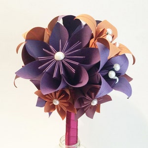 Bridesmaid Flowers & Lilies Paper Bouquet- 7 inch, 15 flowers, one