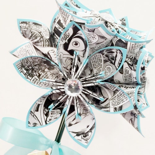 5 Comic Book Paper Flowers Ready to Ship Anniversary Gift Etsy