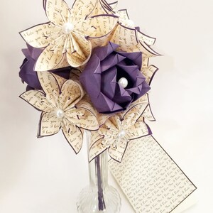 Dozzina d'amore con rose viola - Vaso e biglietto inclusi, fiori di carta, 1° anniversario di matrimonio, regalo unico per lei