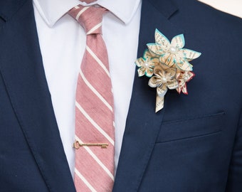 Paper Flower Grooms Boutonniere- 5 Flowers, wedding accessory, groomsmen, wedding, handmade, origami, paper flowers